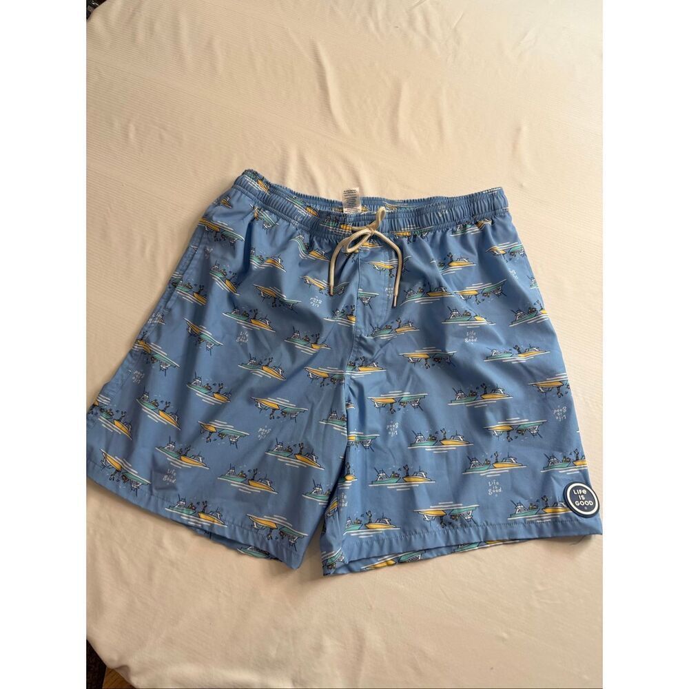 Life Is Good Men’s Jake Boating Blue Swim Trunks Size XL